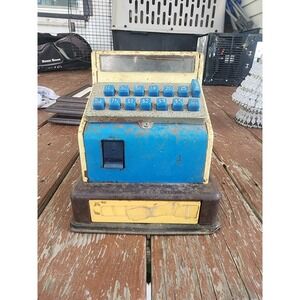 Vintage Antique Durham Industries Metal Tin‎ Toy Cash Register. Japan, Works!